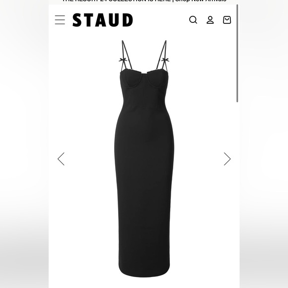 STAUD Black Spaghetti Strap Dress - Picture 1 of 6
